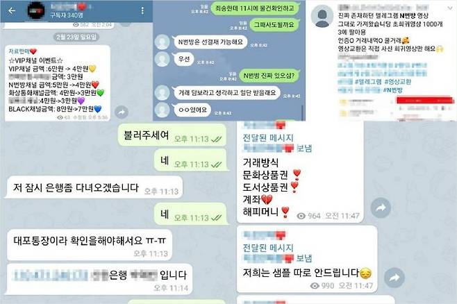 'n번방 영상' 등 불법 성착취물을 거래하는 SNS 이용자들 (사진=연합뉴스)