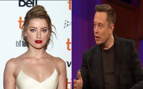 엠버 허드(왼)와 엘론 머스크. 출처|엠버 허드 개인 SNS 캡처. Ted talk 영상 캡처