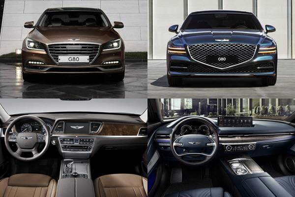제네시스 G80 구형(왼쪽)과 신형 [사진 출처 = 제네시스]