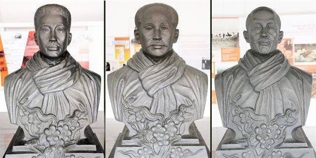 외쪽부터 안중근, 신채호, 이회영 선생 흉상.