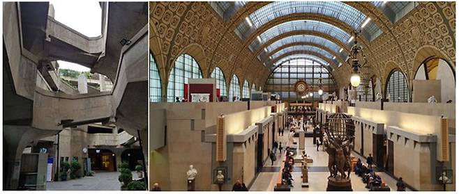 (왼쪽) 통로가 미로처럼 연결된 상하이 '1933라오창팡'(오른쪽) 폐철도 역사를 미술관으로 만든 파리 '오르세뮤지엄'
