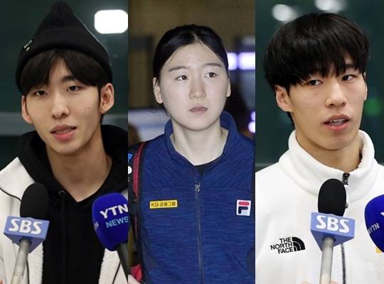 왼쪽부터 쇼트트랙 국가대표 임효준, 노도희, 황대헌 선수. 뉴시스