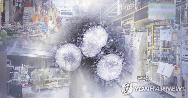 코로나19 영향 경기 둔화 (PG) [정연주 제작] 사진합성·일러스트