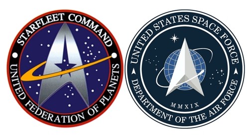 스타트렉(사진 왼쪽)과 우주군의 로고