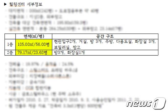 정의연 해명자료. 노란 부분이 건축 면적 © 뉴스1
