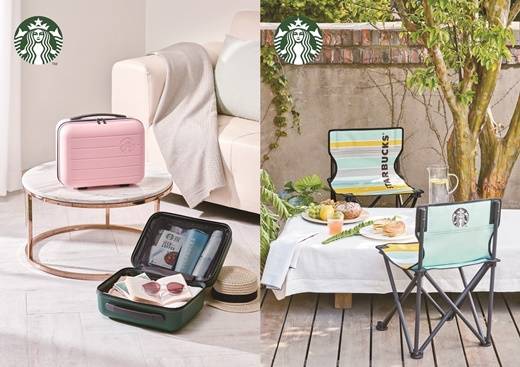 스타벅스가 여름 e-프리퀀시 이벤트를 진행한다. 증정품은 서머 레디백 2종(왼쪽)과 서머 체어 3종이다. /사진=스타벅스