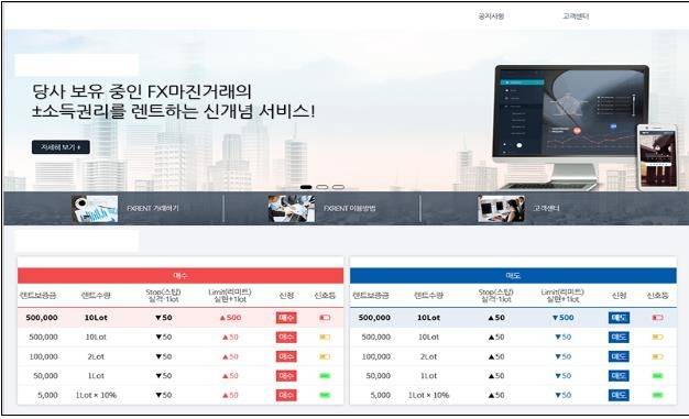 사설 FX거래 업체 홈페이지 화면 [금감원 제공]