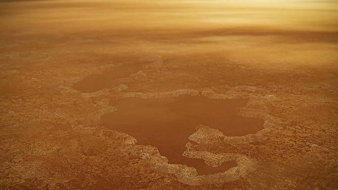 타이탄 북극의 호수 상상도 [NASA/JPL-Caltech 제공/ 재판매 및 DB 금지]