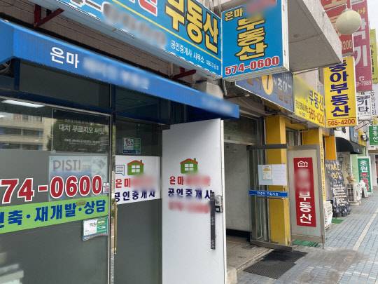 6·17 대책 발표 직후 은마 아파트에는 대책 관련 문의가 쏟아졌다. 사진은 은마아파트 일대 부동산공인중개업소 전경.



<이상현 기자>