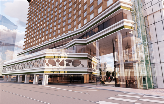 더플라자호텔 리모델링 조성안-시청광장 횡단보도에서 바라본 모습