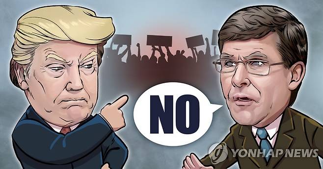 우크라이나에 정치적 라이벌에 대한 사법처리를 압박한 스캔들에 따른 탄핵심판, 백인경찰의 비무장 흑인 살해로 촉발된 인종차별 반대 시위를 계기로 군부에서 도널드 트럼프 미국 대통령의 방침과 배치되는 주장이 관측되곤 했다.(PG)[장현경 제작] 일러스트