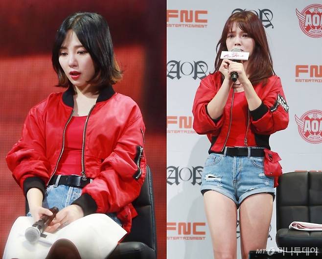 사진 왼쪽부터 그룹 AOA 출신 배우 권민아와 신지민./사진=김창현 기자