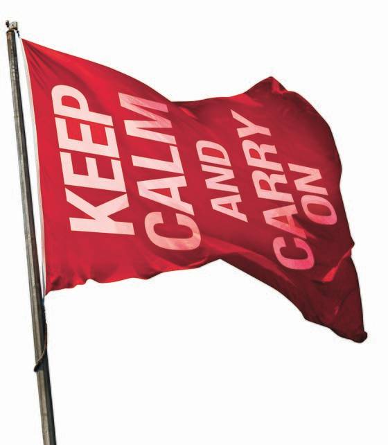 ‘Keep Calm and Carry On’ 문구가 들어간 깃발.
