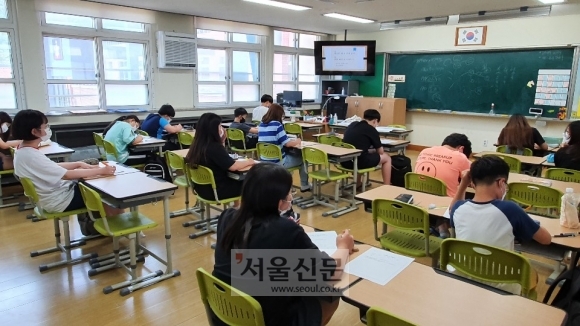초등 교사 채승현 씨가 담임으로 맡고 있는 경북 구미 원남 초등학교의 6학년 학급 모습
