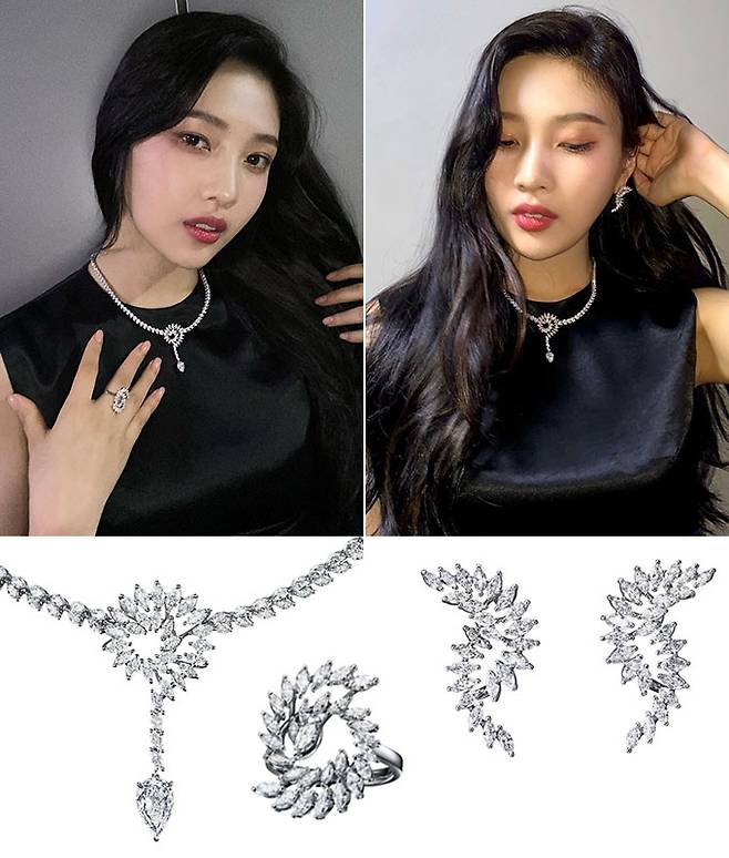 그룹 레드벨벳 조이, '타사키'의 스피너 컬렉션 목걸이, 반지, 귀걸이/사진=조이 인스타그램, 타사키 공식 홈페이지
