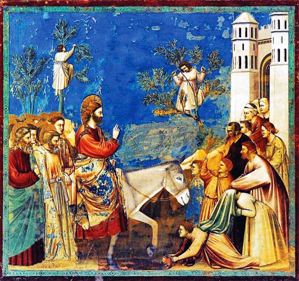 지오토 디 본도네의 ‘예루살렘에 입성하시는 예수님’(1302~1305·프레스코화·파도바 스크로베니성당 소장).