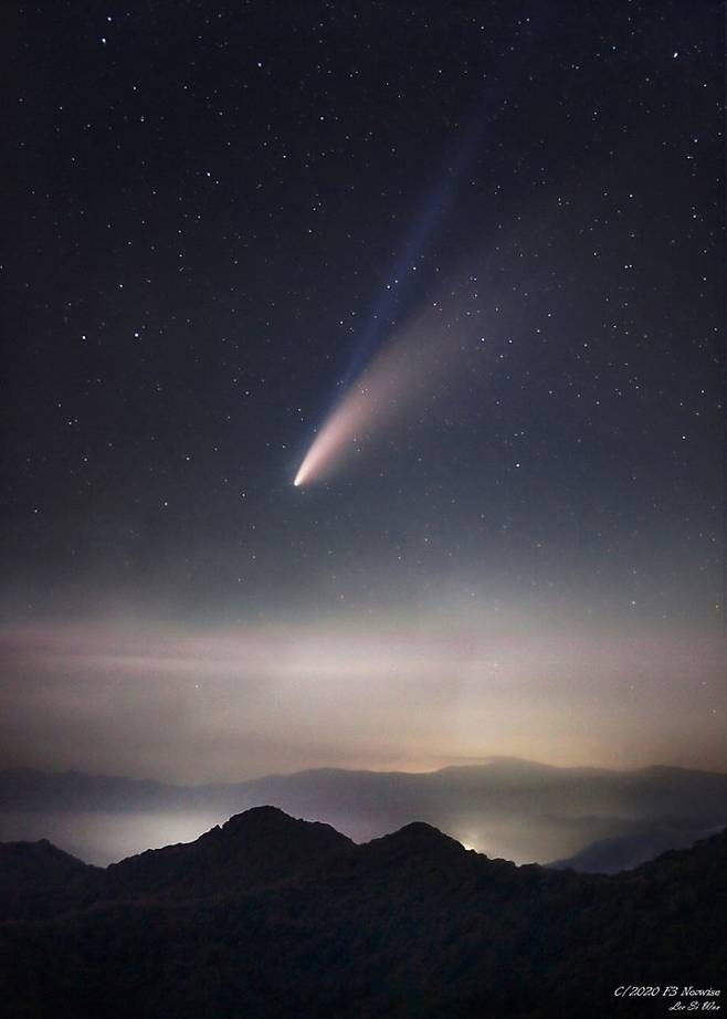 네오와이즈 혜성. 봉화에서 7월 17일 밤 9시경 촬영.(사진/이시우)