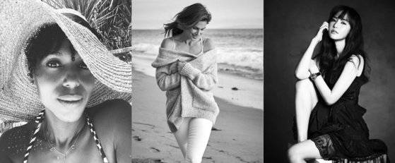 SNS 인스타그램에서 유행하고 있는 '챌린지 억셉티드'에 참가한 스타들. 왼쪽부터 배우 캐리 워싱톤, 모델 신디 크로포드, 배우 공현주. 사진 인스타그램 캡처