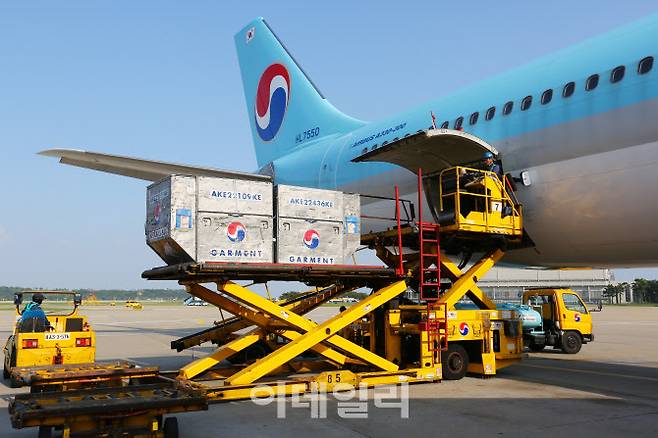 대한항공 A330 여객기를 화물기로 활용하고 있다.(사진=대한항공)