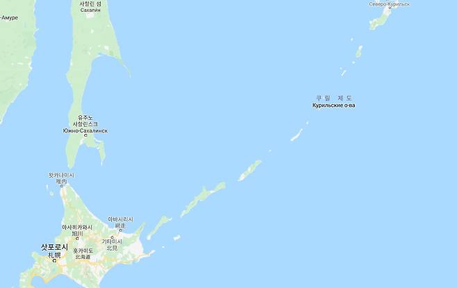 러시아와 일본이 영유권 분쟁을 벌이는 쿠릴 제도. /사진=구글지도 캡처