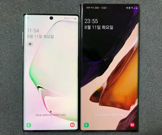 (좌) 갤럭시노트10, 갤럭시노트20 울트라 크기 비교. (사진=지디넷코리아)
