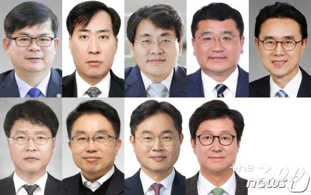 (서울=뉴스1) = 문재인 대통령은 14일 차관급 9명의 인사를 단행했다.  오른쪽 위부터 반시계방향으로 이강섭 법제처장, 최종건 외교부 1차관, 이재영 행정안전부 차관, 박준영 해양수산부 차관, 허태웅 농촌진흥청장, 김용래 특허청장, 양충모 새만금개발청장, 이남우 국가보훈처 차장, 김재신 공정거래위원회 부위원장 내정자. (청와대 제공) 2020.8.14/뉴스1