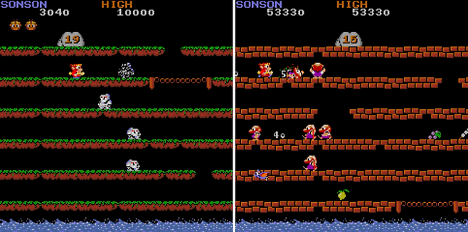 (80년대 오락실에서 50원에 2인용이 되던 몇 안되는 게임이었던 '손손')