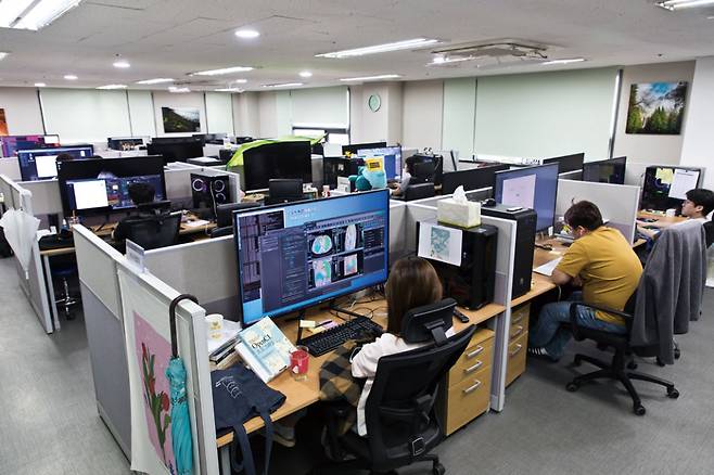 서울 마포구 코어라인소프트 본사에서 직원들이 연구에 매진하고 있다. ⓒ시사저널 최준필