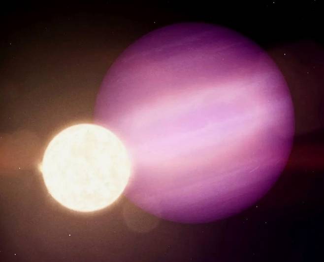 외계행성 WD 1856 b의 상상도. 모항성인 백색왜성보다 7배나 큰 목성 크기의 행성이  최초로 발견되었다.(출처: © NASA’s Goddard Space Flight Center)