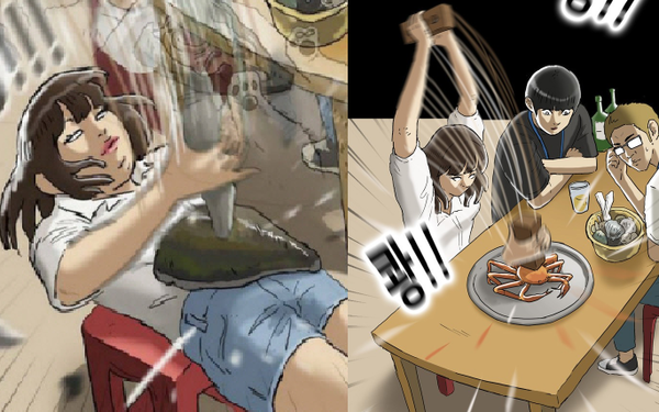 기안84의 만화 '복학왕'의 한 장면. 작품 속 여성의 성접대를 암시하는 장면으로 논란이 됐다. 네이버웹툰 캡처