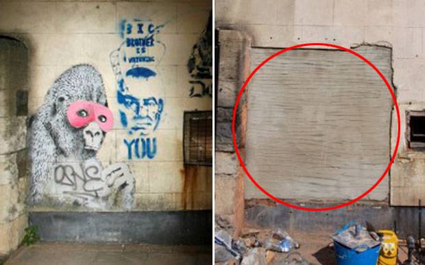 사회 비판적인 벽화로 유명한 ‘얼굴 없는 예술가’ 뱅크시(Banksy)의 작품이 또 도난당했다. 21일(현지시간) 메트로는 영국 브리스톨시에서 뱅크시 벽화 한 점이 통째로 사라졌다고 전했다.