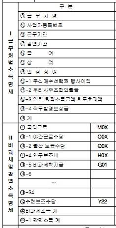 국세청 근로소득 지급명세서 중 급여항목. 별도로 비과세감면소득이 표기돼있다. (출처=국세청 홈택스)