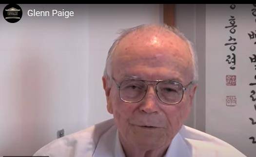 참전용사 출신으로 유엔 평화협정 논의 제안한 고(故)글렌 페이지 하와이대 교수 [한국전쟁 유업재단 홈페이지 동영상 캡처]