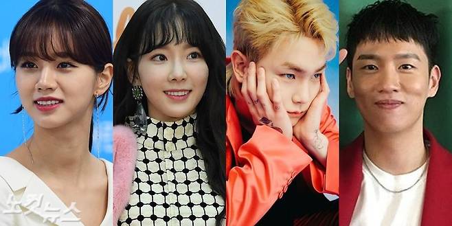 왼쪽부터 혜리, 태연, 키, 한해 (사진=노컷뉴스 자료사진, SM엔터테인먼트, 한해 인스타그램)