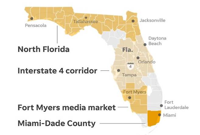 플로리다주: 선거인단 29명, 인구 2천150만 명