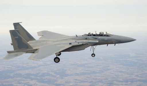 사우디 공군 F-15SA 전투기가 시험비행에 나서고 있다. 보잉 제공