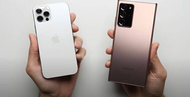 유명 IT유튜버 '폰버프(PhoneBuff)'가 아이폰12 프로와 갤럭시노트20 울트라의 앱 실행 속도 테스트를 진행했다. (사진=폰버프 유튜브 캡쳐)