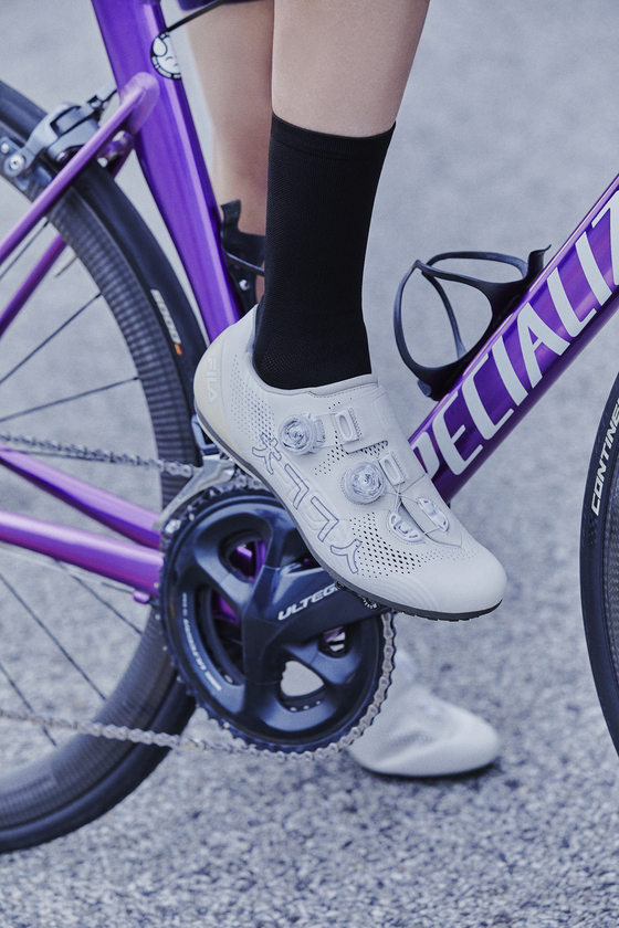 Fila’s Synapse cycling shoes created in collaboration with noodle restaurant Paldang Chogye Guksu. [FILA]