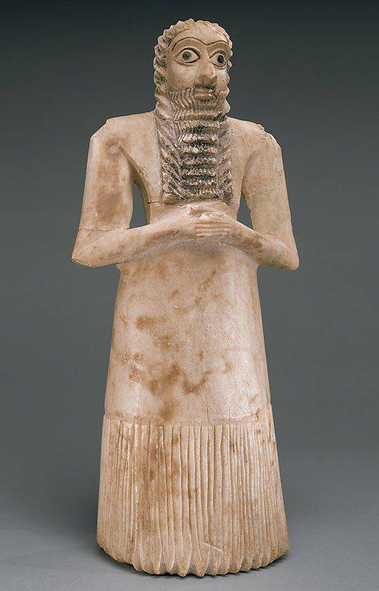 예배드리는 남자, 기원전 2900~2600년경, 설화석고, 높이 29.5㎝, 뉴욕 메트로폴리탄 박물관 소장.