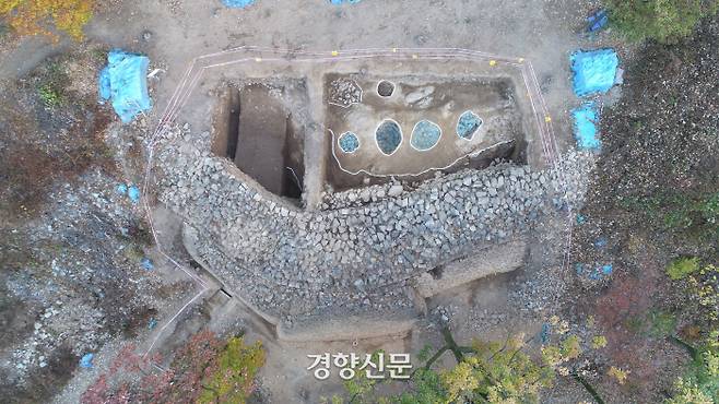 대모산성에서 확인된 성벽 구간. 대모산성은 삼국시대 요충지에 서있던 중요한 성이었다.|기호문화재연구원 제공