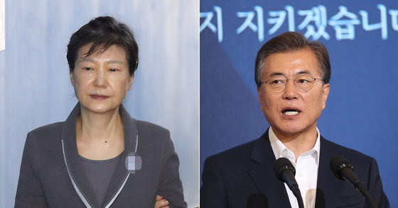 박근혜 전 대통령과 문재인 대통령. [사진 연합뉴스, 청와대사진기자단]