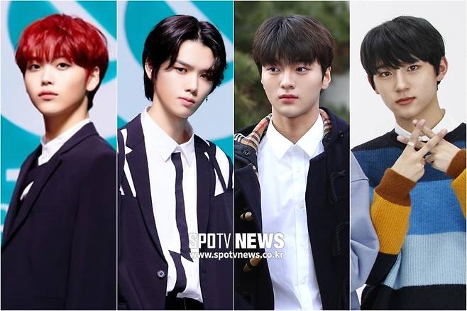 ▲ 수능에 응시하는 크래비티 형준-민희, 드리핀 차준호-민서(왼쪽부터). ⓒ한희재 기자, 스타쉽엔터테인먼트 제공