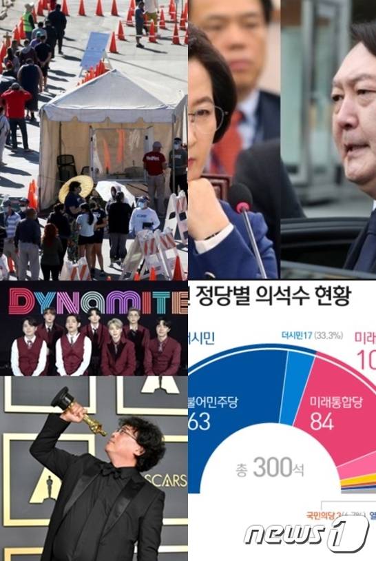 2020년 한해는 그야말로 다사다난했다. 코로나19 사태가 2020년 시작부터 끝까지 우리를 붙들고 늘어졌으며 추미애 법무부 장관과 윤석열 검찰총장 갈등, 여당의 21대 총선 압승, BTS와 봉준호 감독의 쾌거 등 듣도 보도 못한 일들이 이어졌다. © 뉴스1