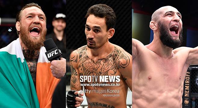 ▲ 2021년 1월 출전 예정인 코너 맥그리거, 맥스 할로웨이, 함자트 치마예프.