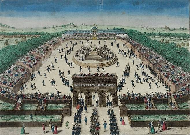 프랑스 혁명 1주년을 기념해 1790년 7월14일 샹드마르스 광장에서 열린 전국연맹제의 모습. 비질에 있는 프랑스혁명박물관 소장 그림. 위키피디아