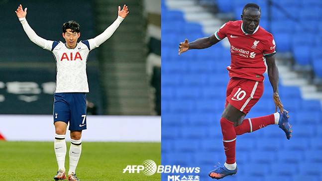 토트넘 공격수 손흥민(왼쪽)이 리버풀 포워드 사디오 마네(오른쪽)보다 낫다는 영국 축구매체 평가를 받았다. 사진=AFPBBNews=News1