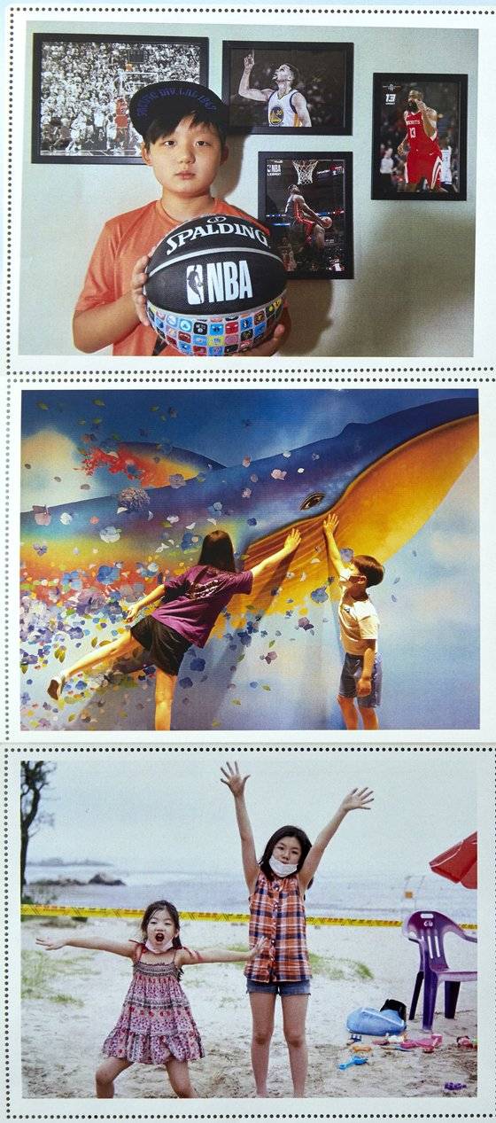 학생기자단이 각자 자신의 사진으로 우표 박물관에서 나만의 우표를 만들었다. 위쪽부터 한현·유소윤·강다인 학생기자의 우표.