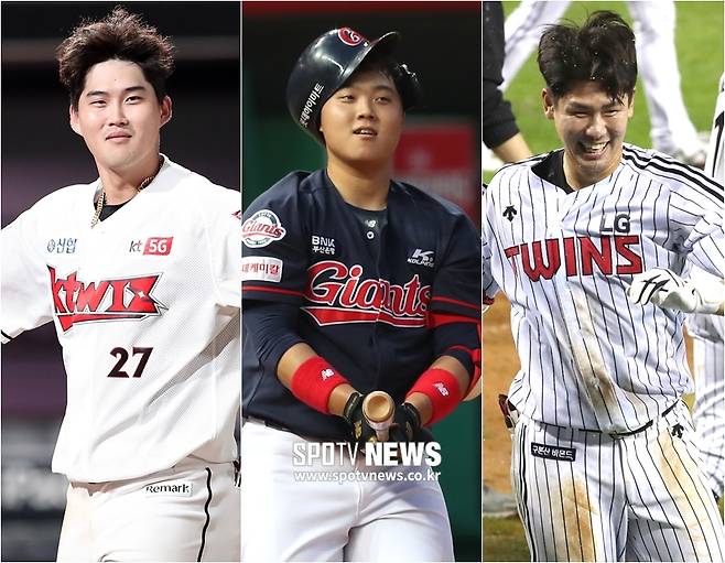 ▲ 왼쪽부터 kt 배정대-롯데 한동희-LG 홍창기. ⓒ SPOTV NEWS