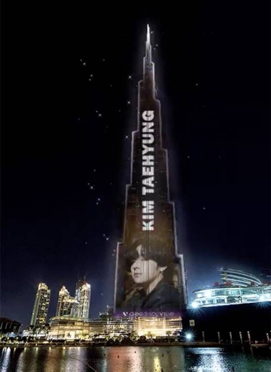 V, or Kim Taehyung, a member of BTS, will appear on the walls of the world’s tallest building Burj Khalifa in Dubai on Dec. 30 as a birthday gift from his Chinese fans. [TWITTER CAPTURE]