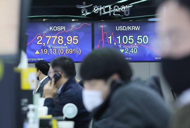 서울 중구 을지로 하나은행 딜링룸 [연합]